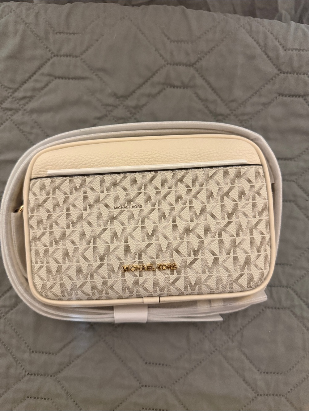Michael Kors Cream and Beige Signature Crossbody Bag